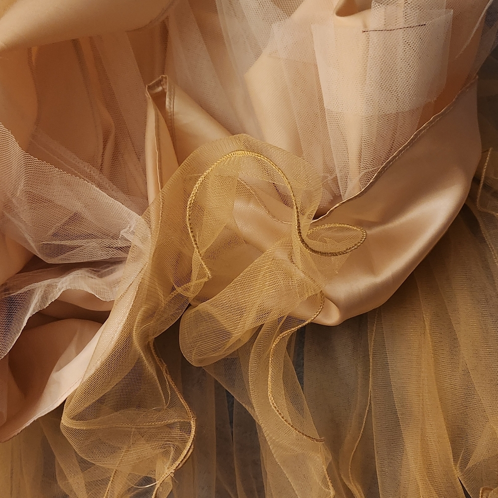 Formal dress color light gold with lace top/ designer Cindy USA, size XS - Picture 13 of 16